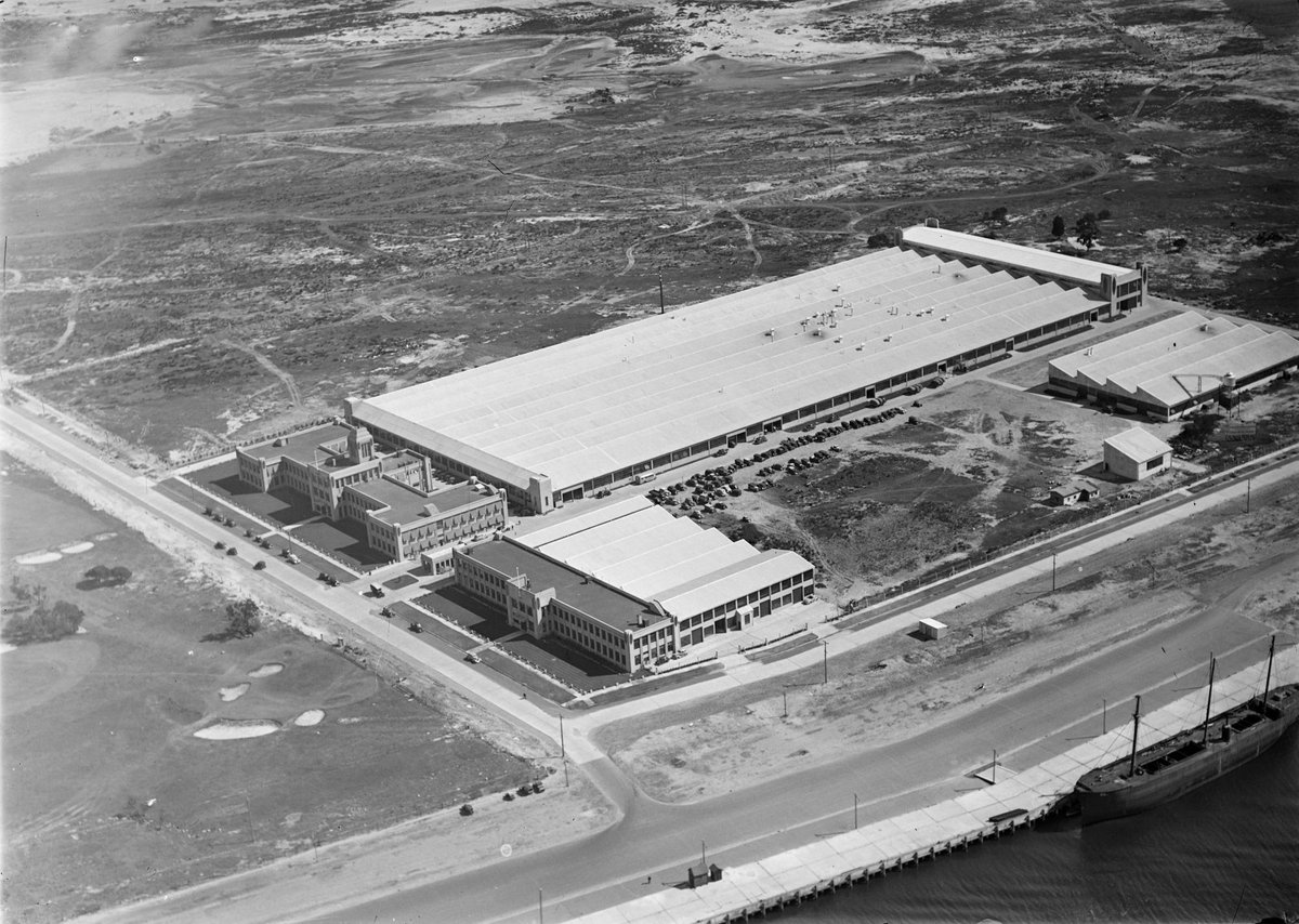 General Motors Holden (GMH) factory at Fishermens Bend, beside Yarra River, Port Melbourne (1940s)