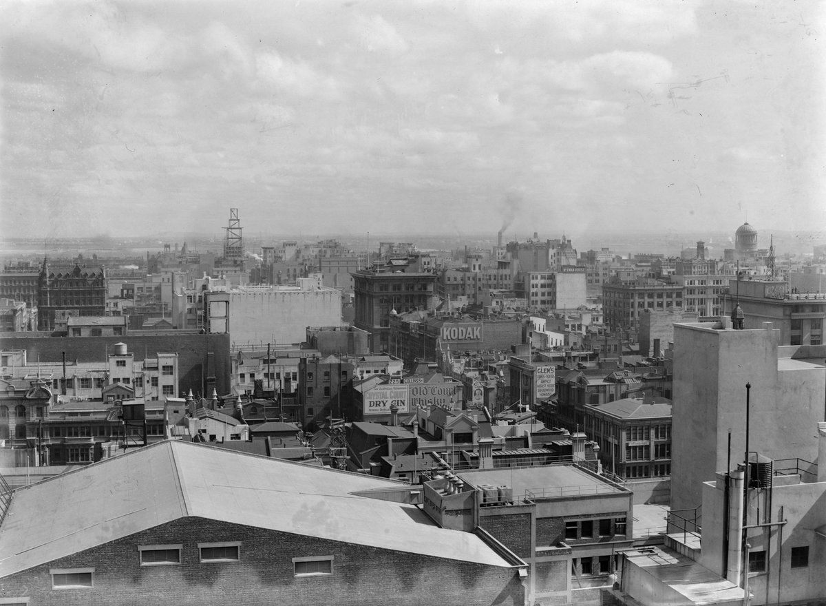 View from above Regent Theatre looking west down Collins Street, Melbourne, Melbourne City (1928?)