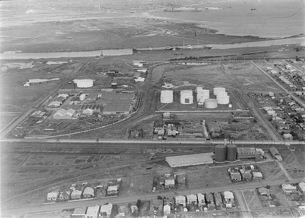 Looking across Shell Refinery at Spotswood to Port Melbourne in distance (c. 1933)