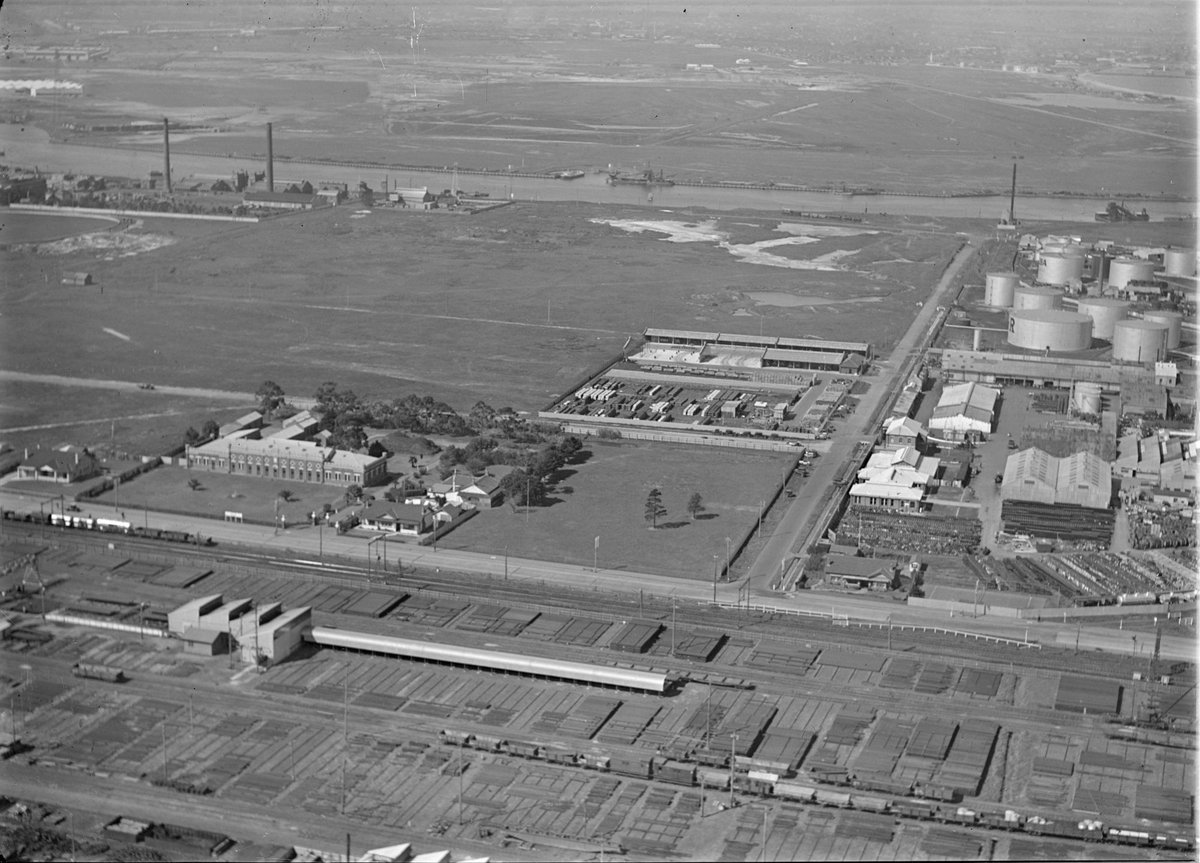 Spotswood area, railyards in foreground (c. 1933)