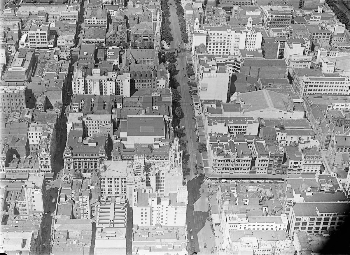 Looking along Collins Street, Melbourne, Melbourne City (c. 1945)