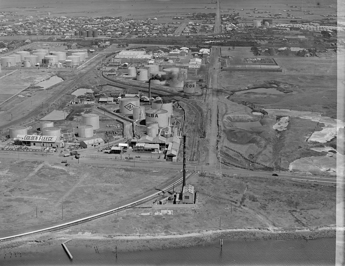 Petroleum companies at Spotswood including Alba, Golden Fleece, Commonwealth Oil Refineries and Shell (1939)