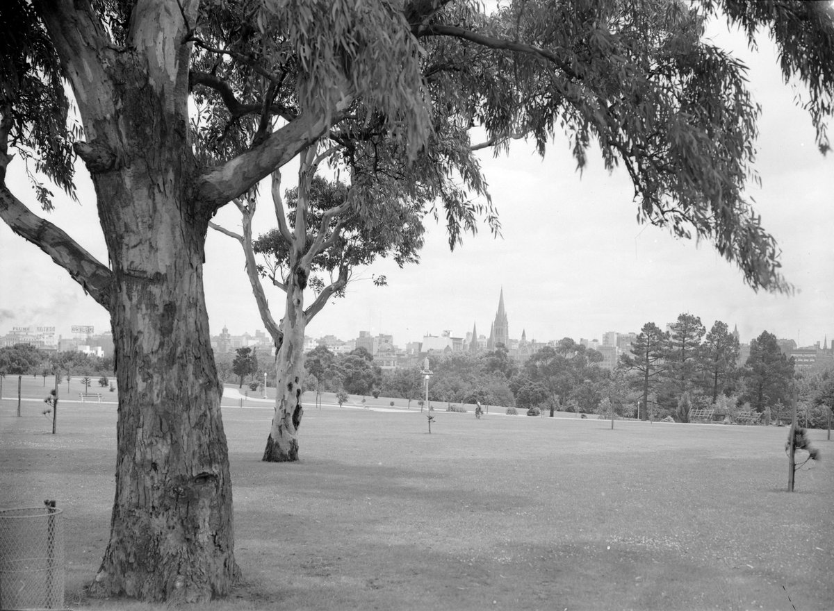 View of Alexandra Gardens and Melbourne skyline, Melbourne City (1945–54)