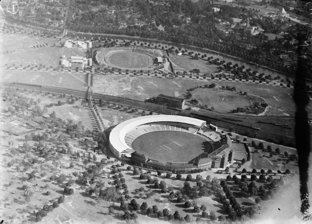 Melbourne Cricket Ground (MCG) looking towards Yarra River, East Melbourne (1937?)