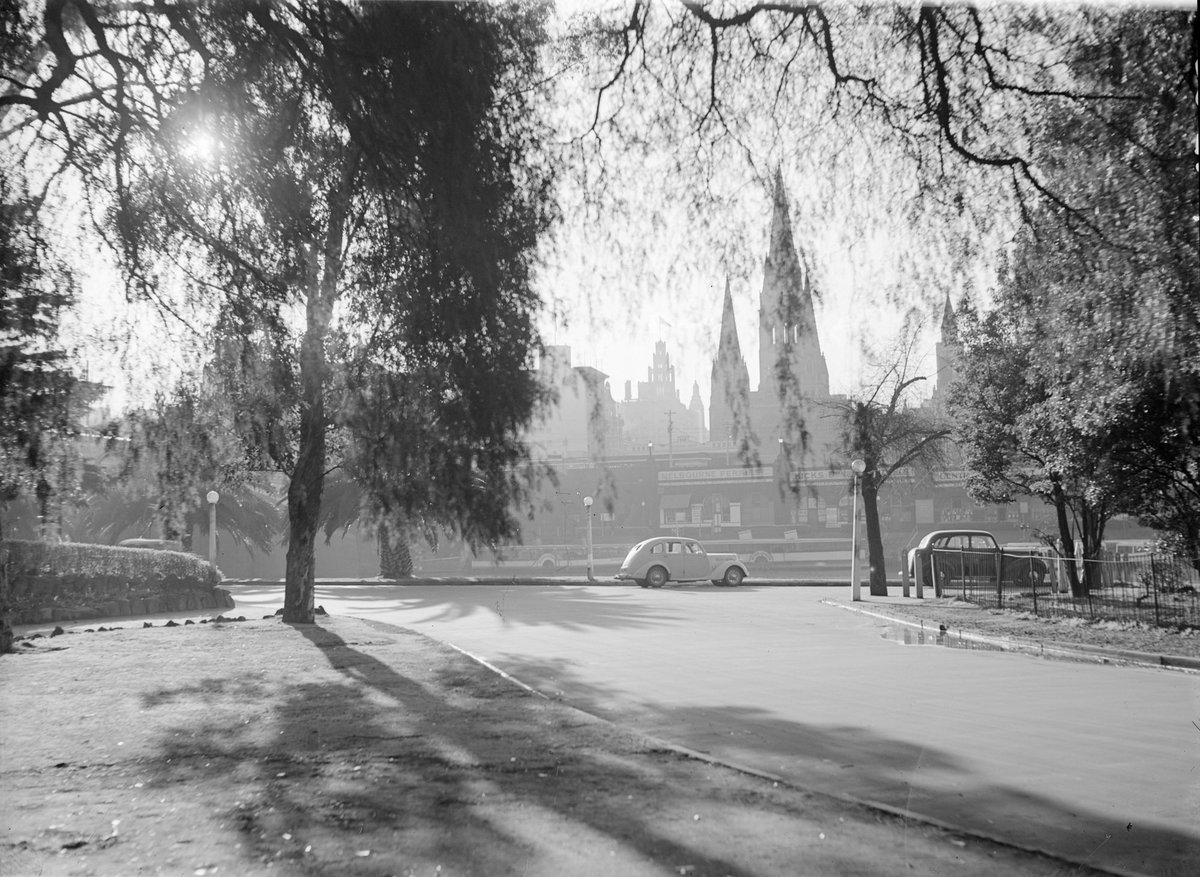 Winter sunshine on Riverside Drive, Melbourne (1947)