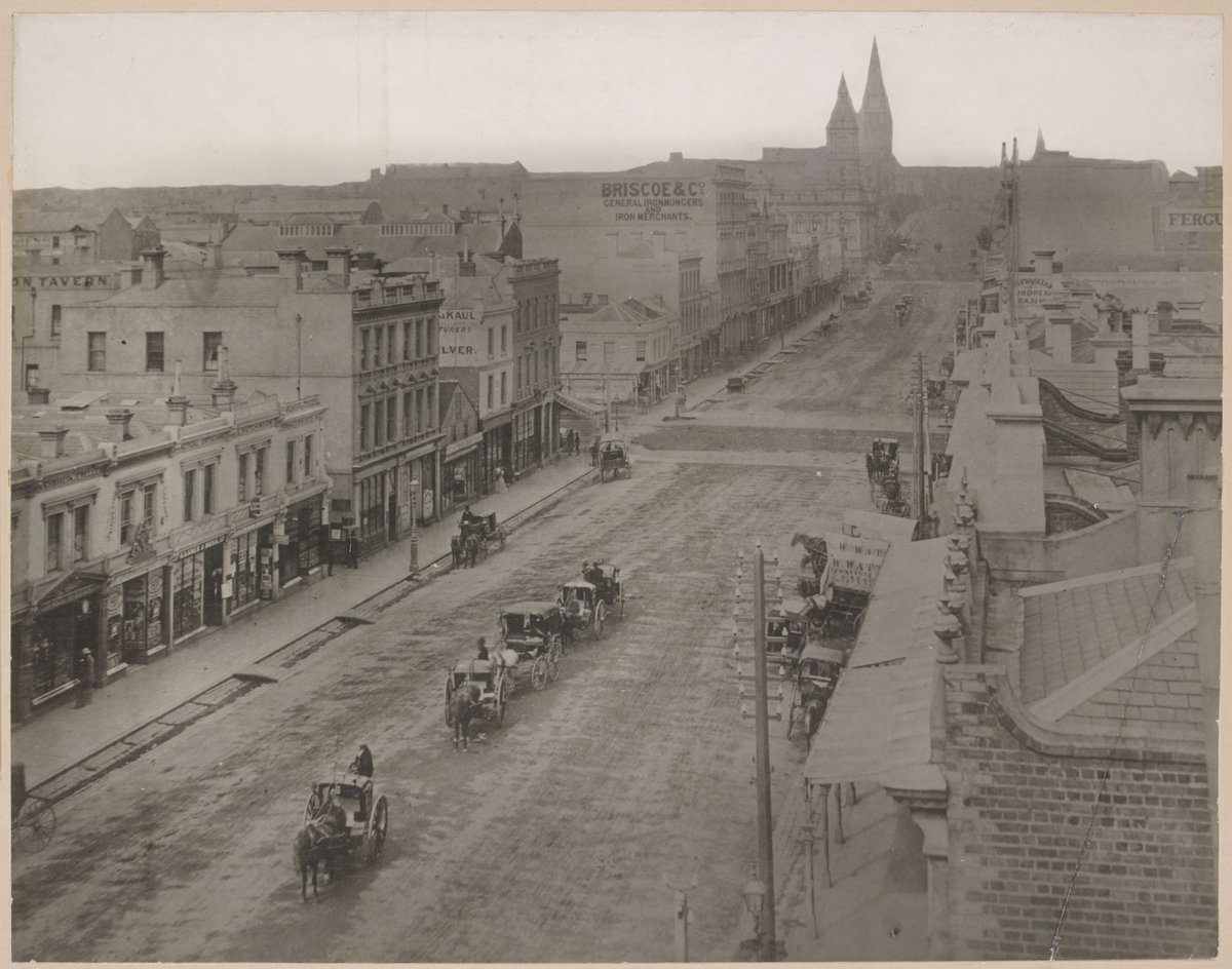Collins St. looking east from below Elizabeth St, Melbourne City (c. 1880)