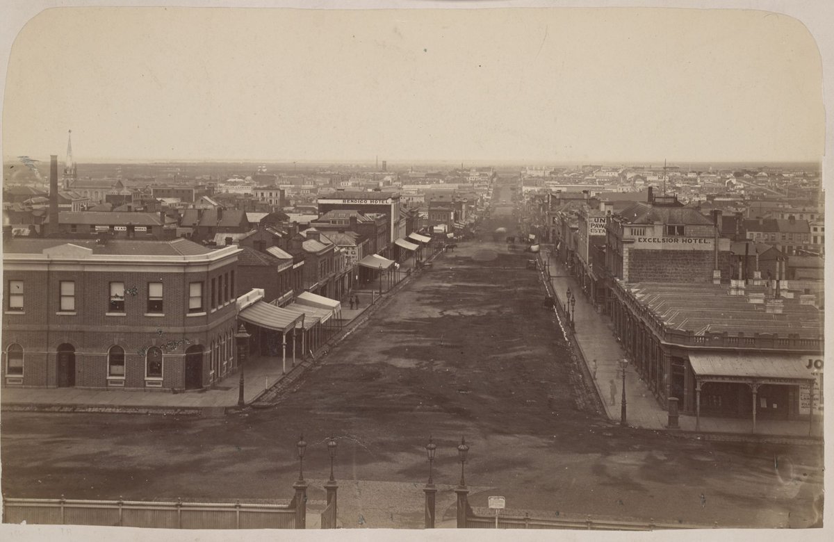 Bourke Street from Parliament House, East Melbourne (1861)