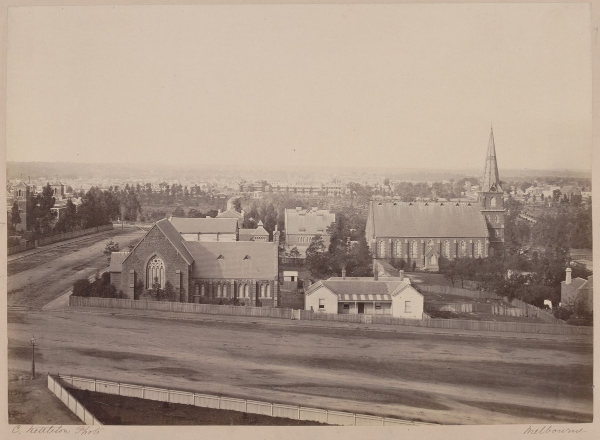 Chalmers Church and Melbourne, East Melbourne (c. 1868)