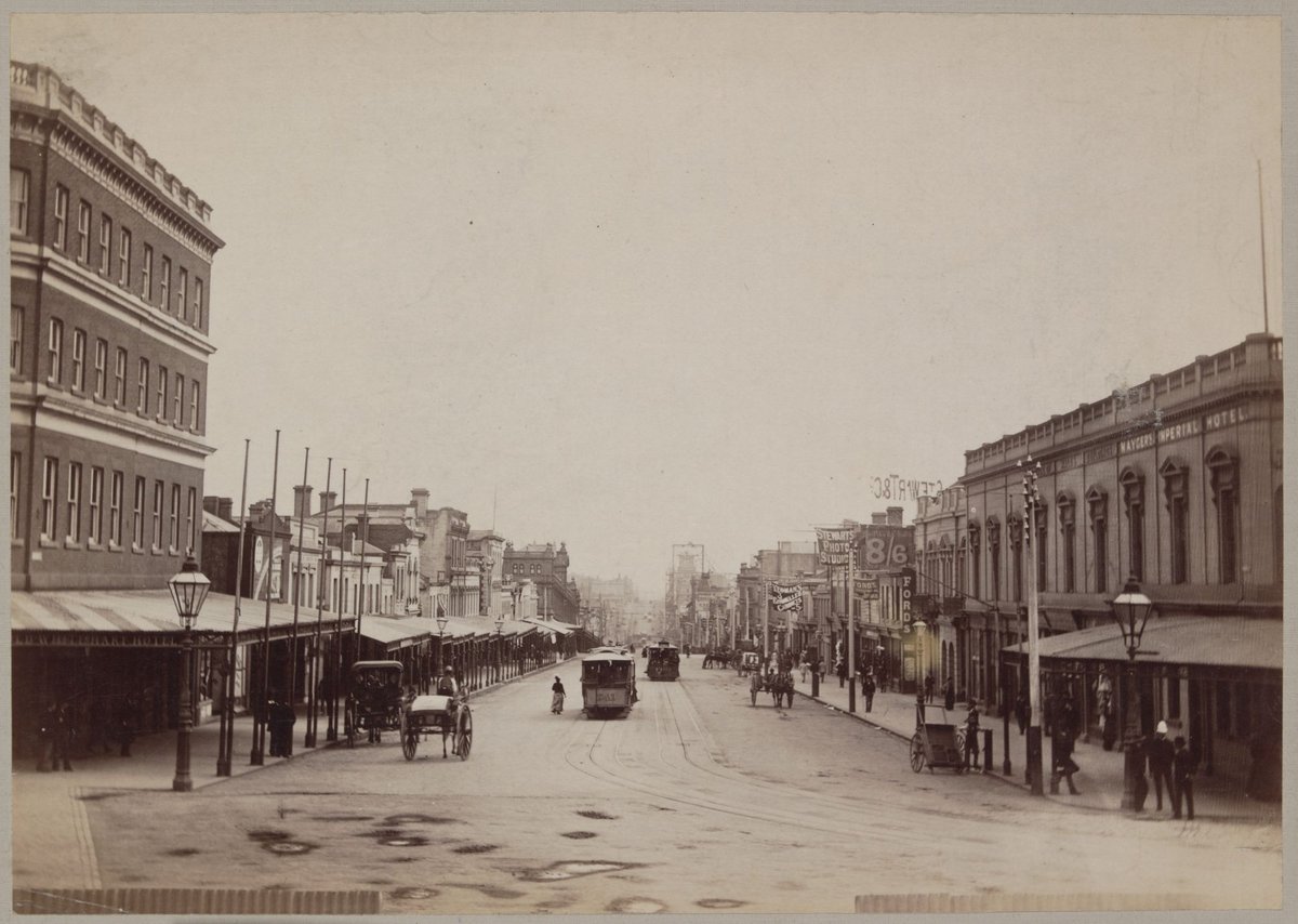 Bourke Street from steps of Houses of Parliament, Melbourne City (c. 1890)