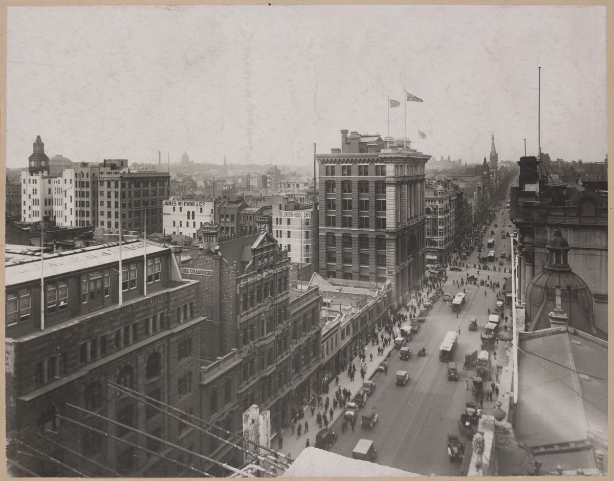 Collins Street prior to electrification of tramways, Melbourne City (c. 1925)