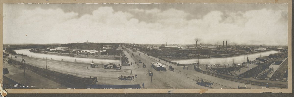 Panoramic view of St. Kilda road looking south, Melbourne City (c. 1900)