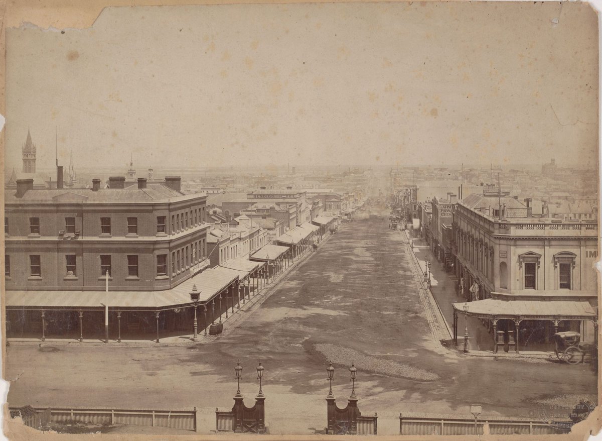 Bourke Street east looking west from Spring Street, Melbourne City (1880)