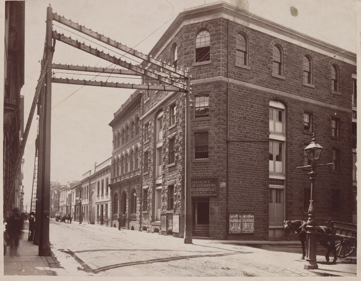 Flinders Lane looking east from Bond Street near Queen Street, Melbourne City (c. 1880)