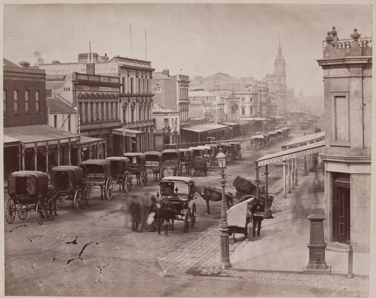 Swanston Street looking south from Lonsdale, Melbourne City (c. 1880)