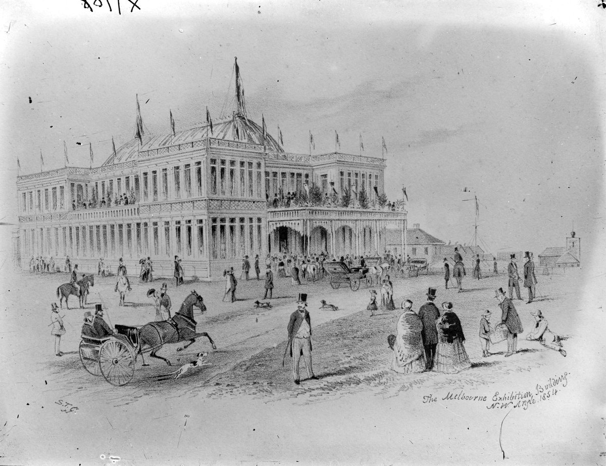 The Melbourne Exhibition Buildings, N.W. Angle, 1854, Carlton