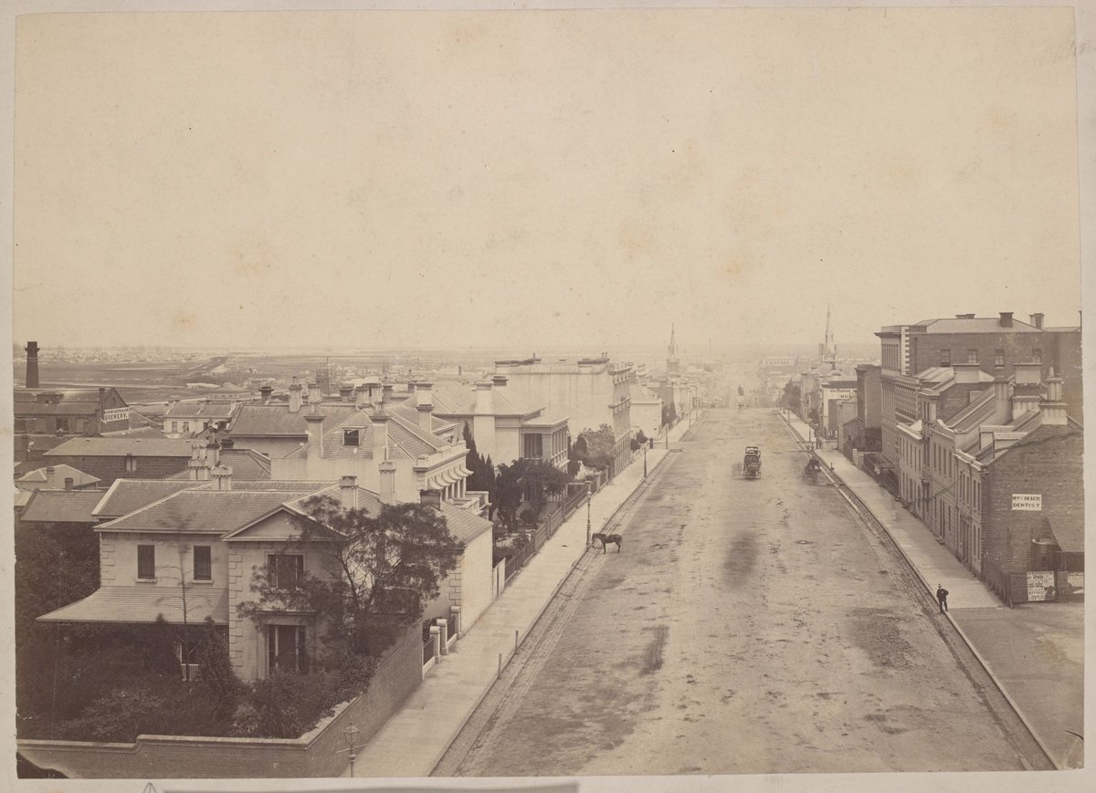 Collins Street looking west from Spring Street, Melbourne City (c. 1865)