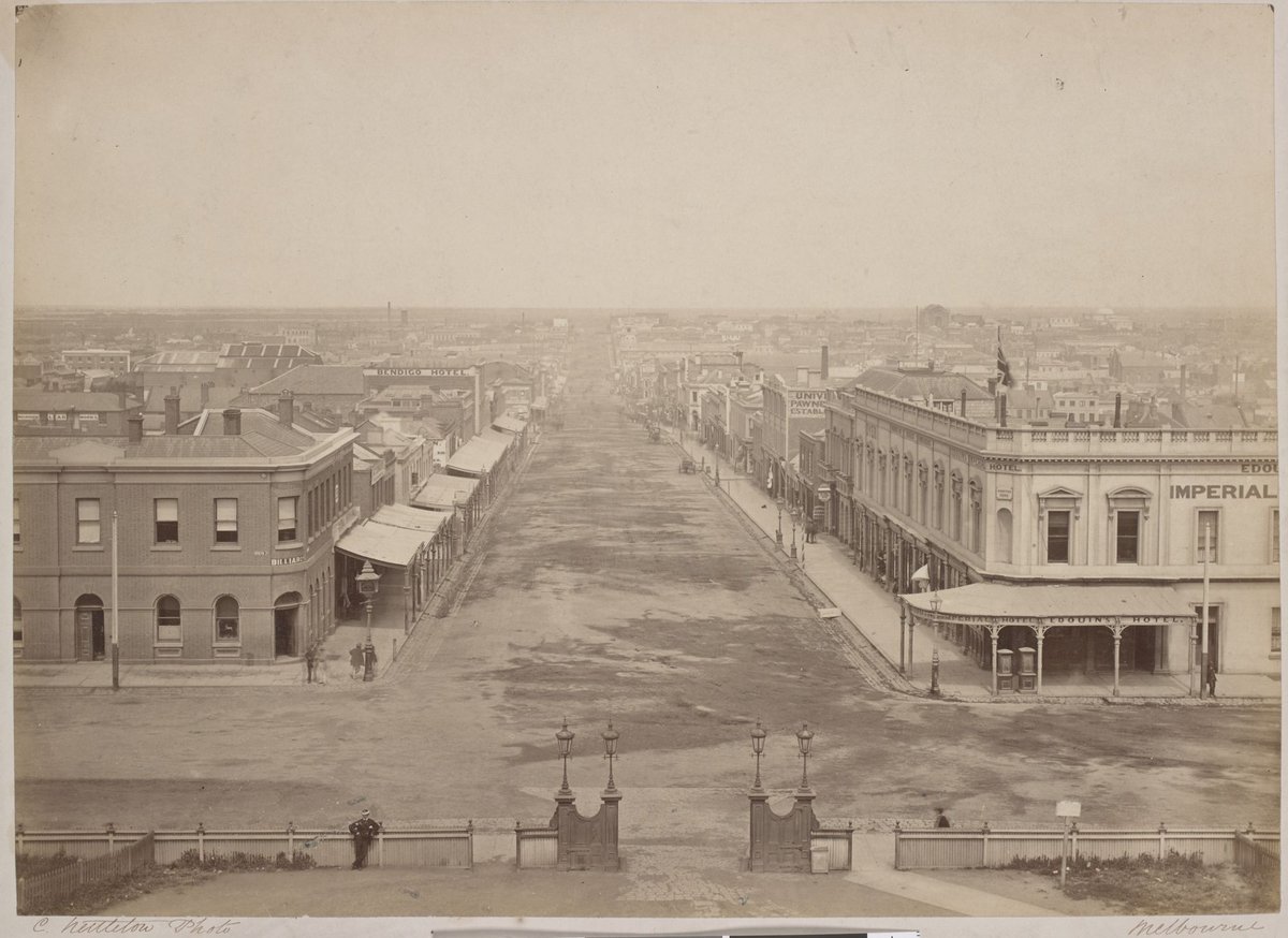 Bourke Street from Parliament House, East Melbourne (c. 1870)