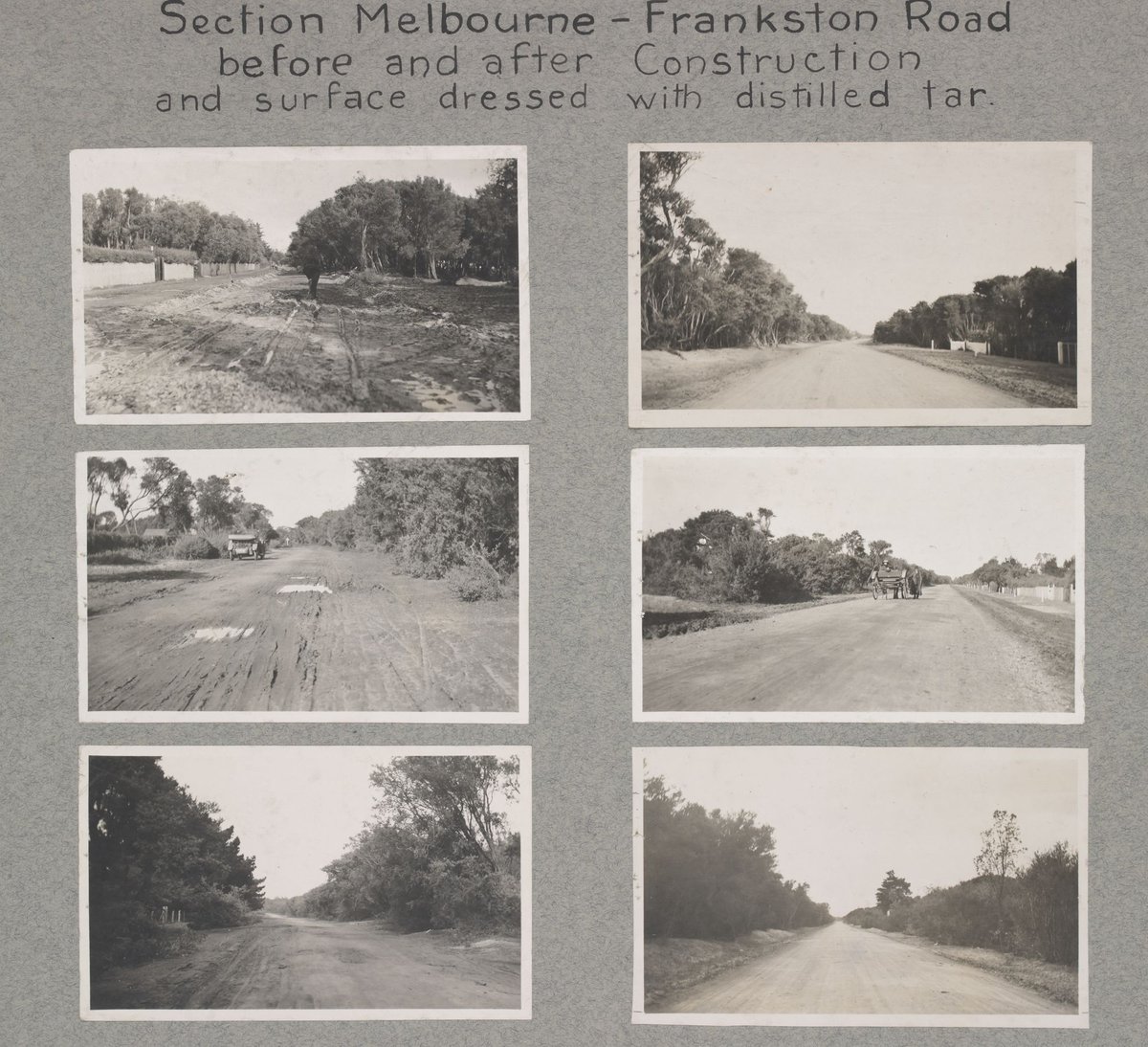 Sections of Melbourne roads before and after construction, Frankston (c. 1900)
