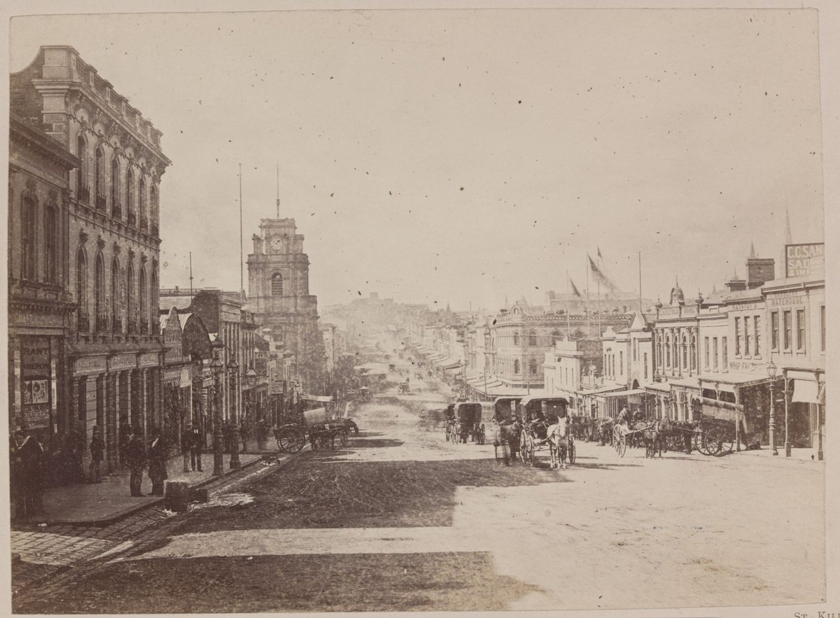 Bourke Street, looking east - Melbourne, East Melbourne (c. 1880)