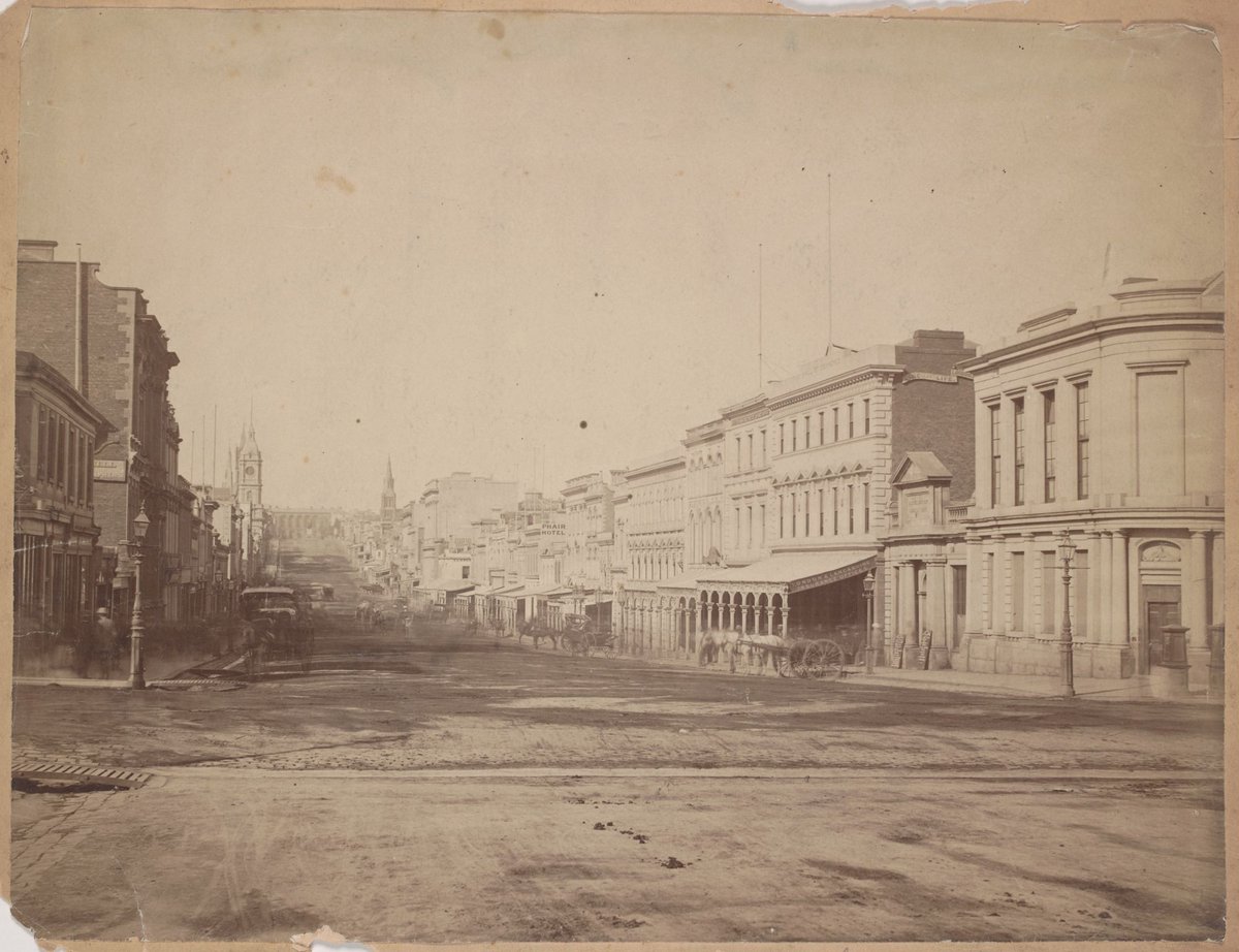 Collins St. Melbourne looking east from corner of Queen St, Melbourne City (c. 1872)