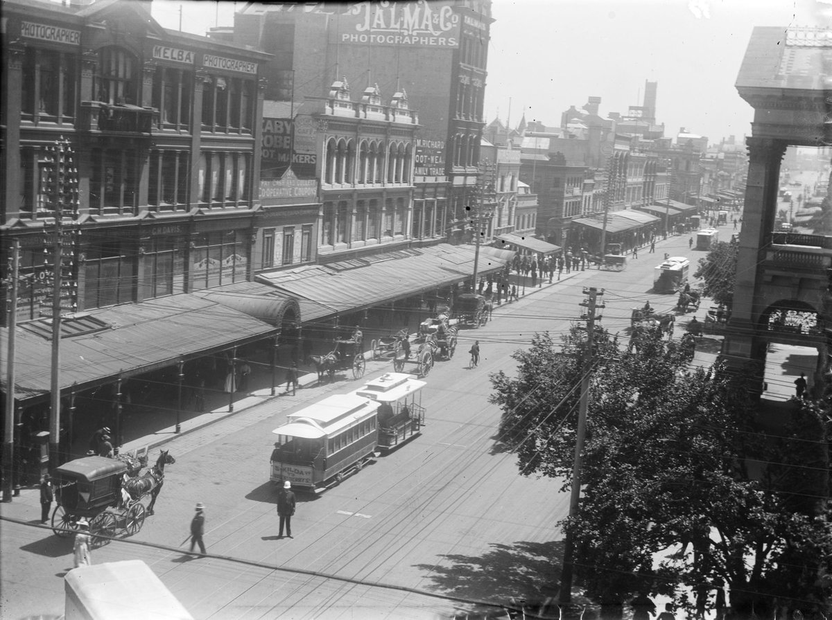 Swanston Street looking North from Collins Street, showing the Talma building, Melbourne City (1890–1900)