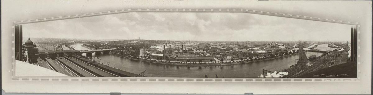 Melbourne 1920, showing Princes and Queens Bridges, Melbourne City