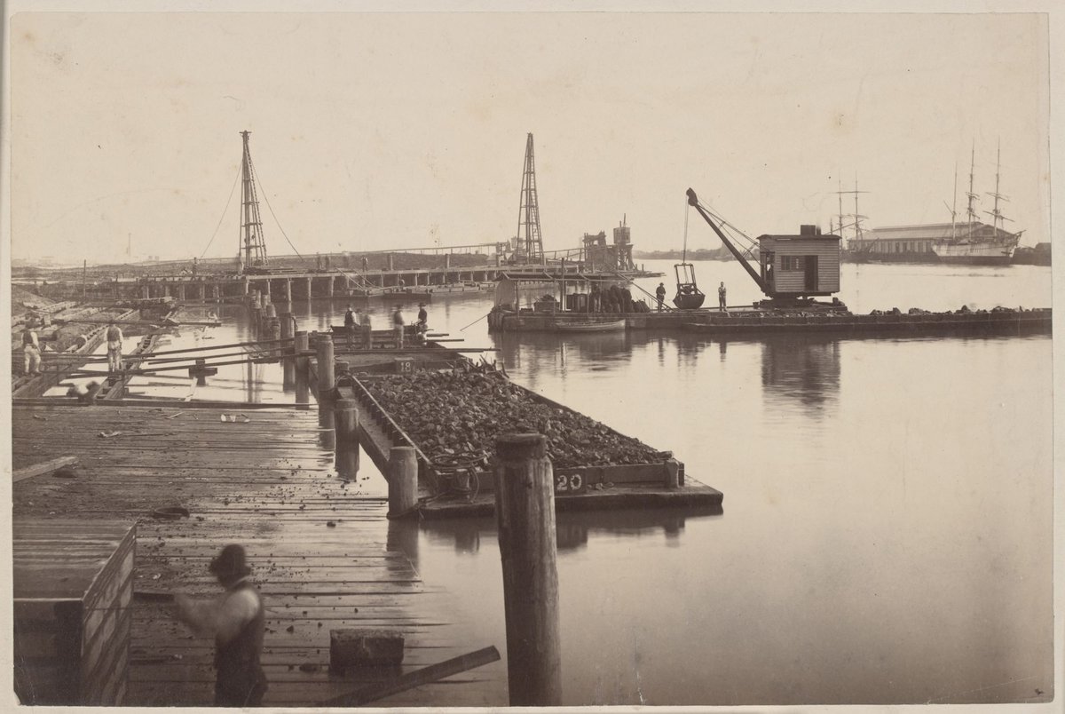 Swinging Basin and construction of wharf, [Yarra River, Melbourne] (1884–85)