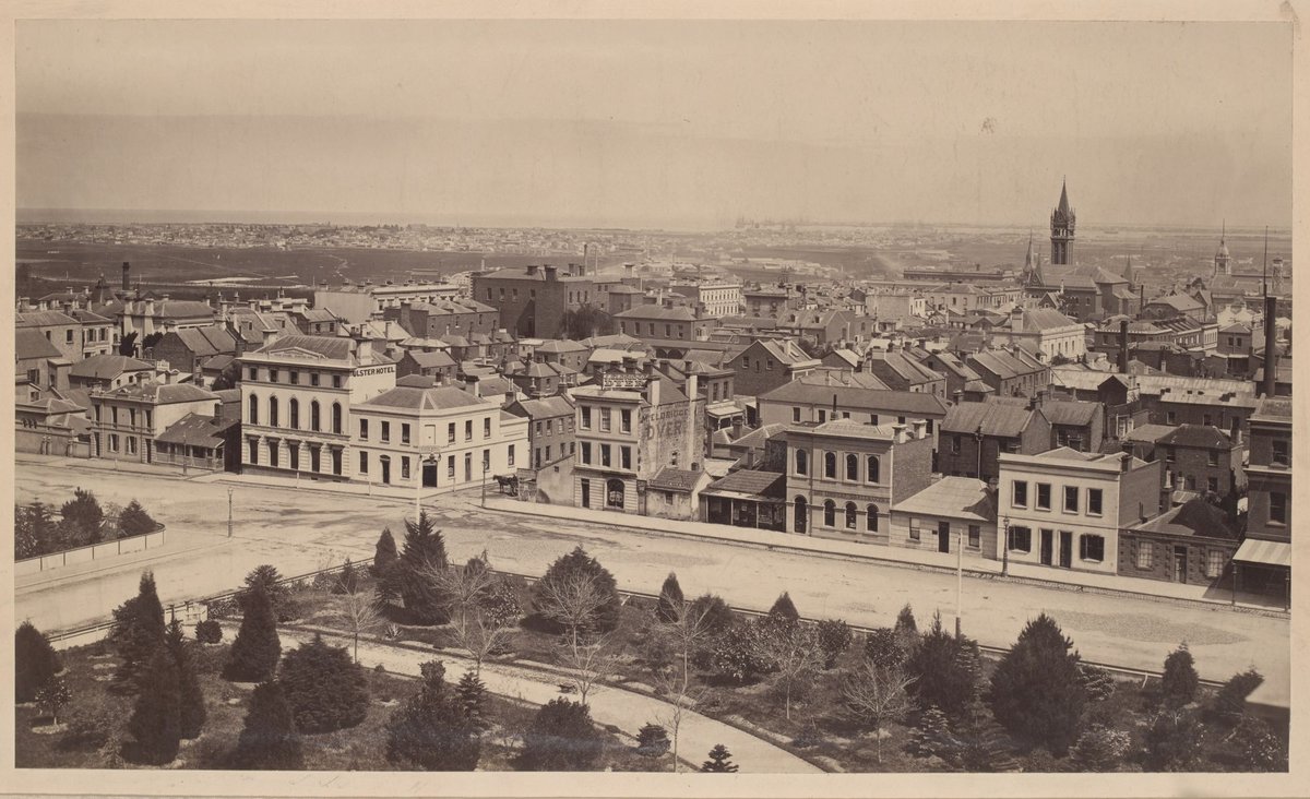 View of Melbourne, looking south west from Spring Street, Melbourne City (c. 1870)