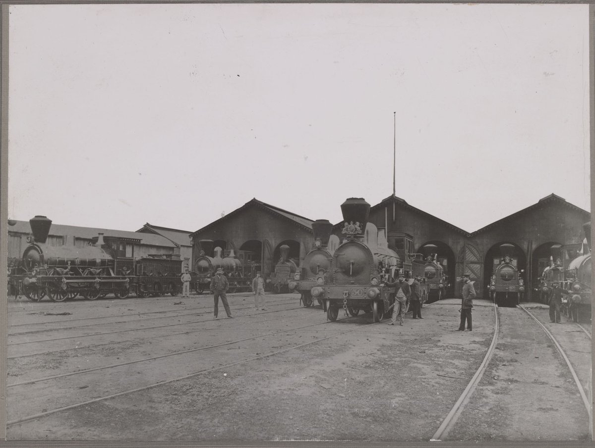 Locomotive sheds Spencer Street opposite Collins Street, Melbourne City (1867)