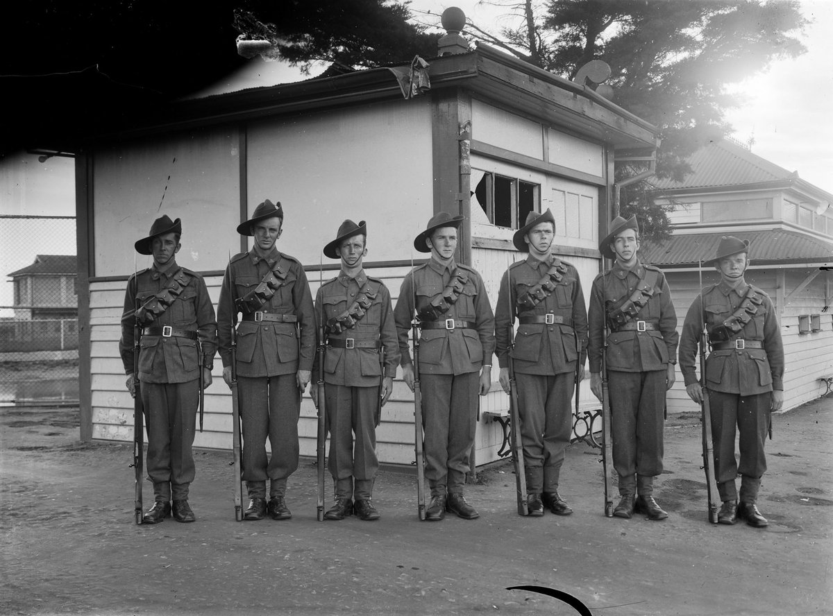 Australian soldiers standing at attention, Dandenong Camp (c. 1941)