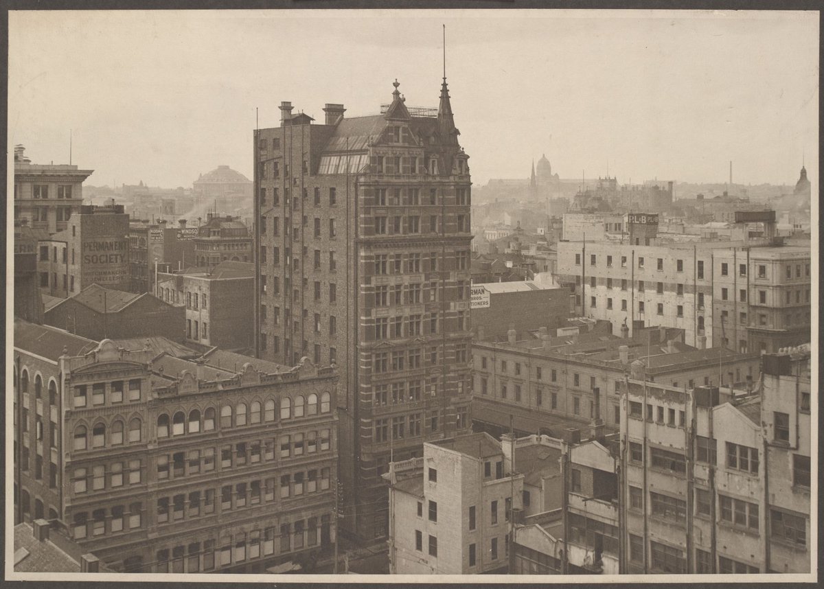 View across Melbourne, looking north east from the Commercial Club, Flinders Lane, Melbourne City (1920s)