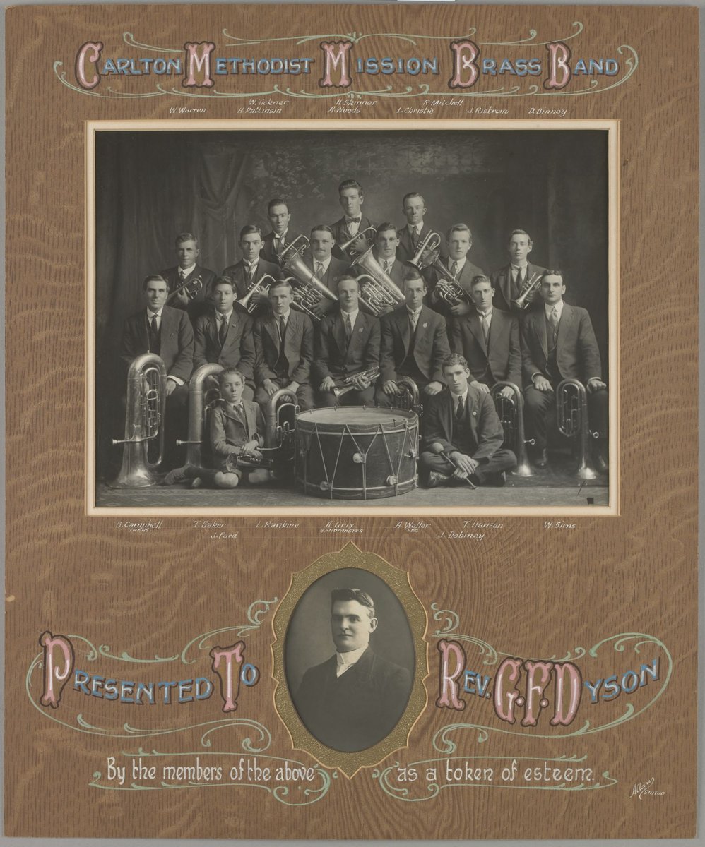 Carlton Methodist Mission Brass Band Presented to Rev. G.F. Dyson by the members of the above as a token of esteem (1910–20)