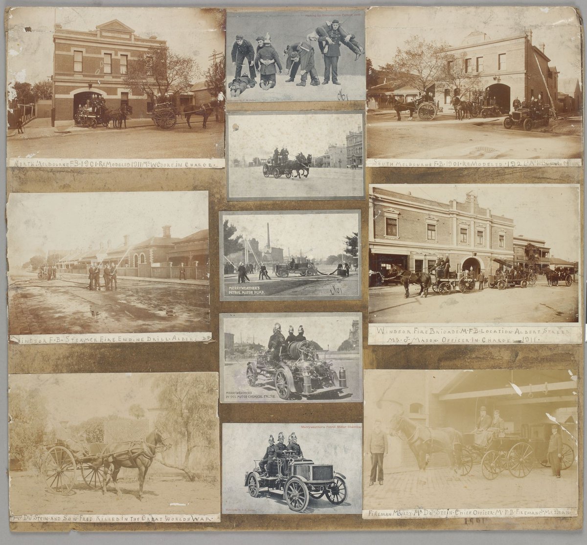 Eight images related to the Metropolitan Fire Brigade, Melbourne (1900–26)