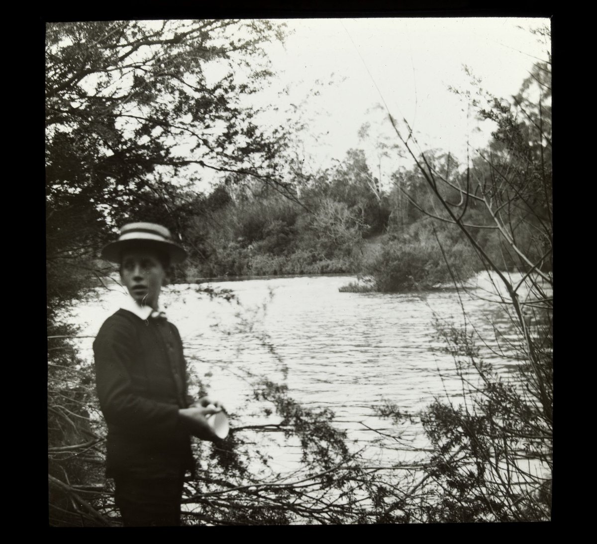 John (Jack) [Wardell] beside Yarra River, Eltham (1910–20)