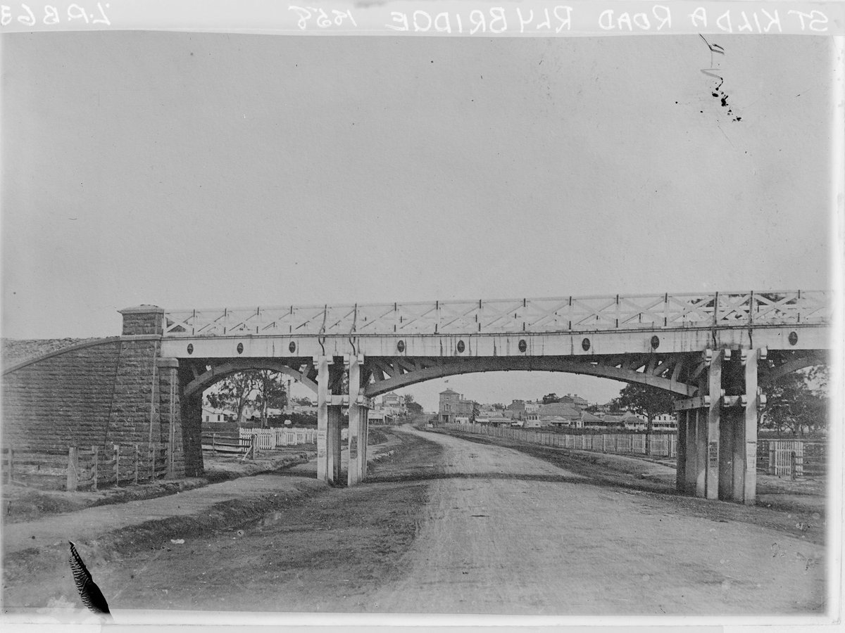 St Kilda Road railway bridge, Melbourne City (1940?)
