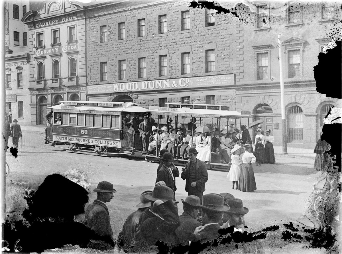 Melb [i.e. Melbourne] Tram, cable tram, Market Street, Melbourne, Melbourne City (c. 1900)