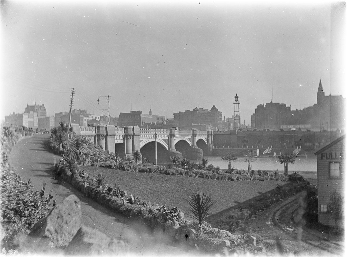 Princes Bridge from the Alexandra Gardens (site of the Victorian Arts Centre), Melbourne City (c. 1910)