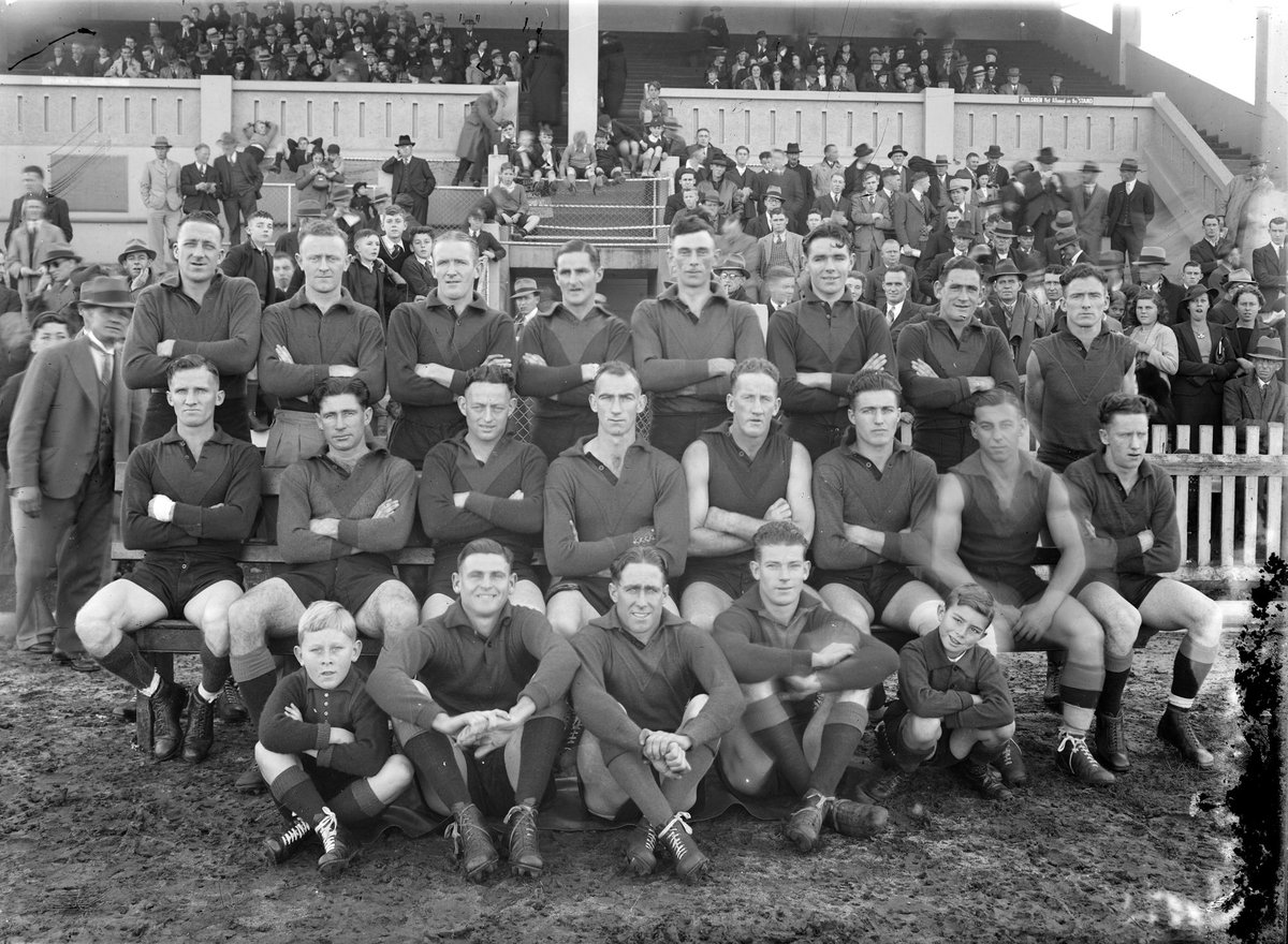 Northcote's 1939 VFA senior team in front of the grandstand in Westgarth Street (c. 1939)