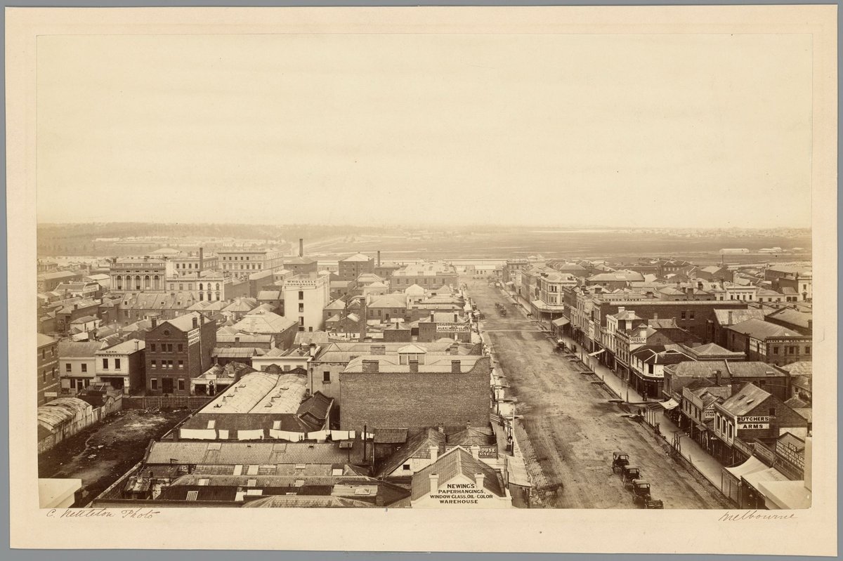 Elizabeth Street looking south from Bourke Street, Melbourne City (c. 1867)