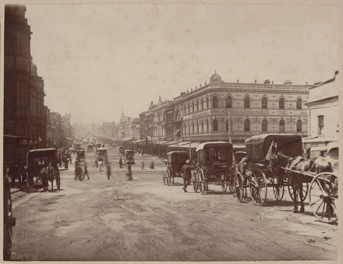 Bourke St. looking east from Elizabeth St, Melbourne City (c. 1880)