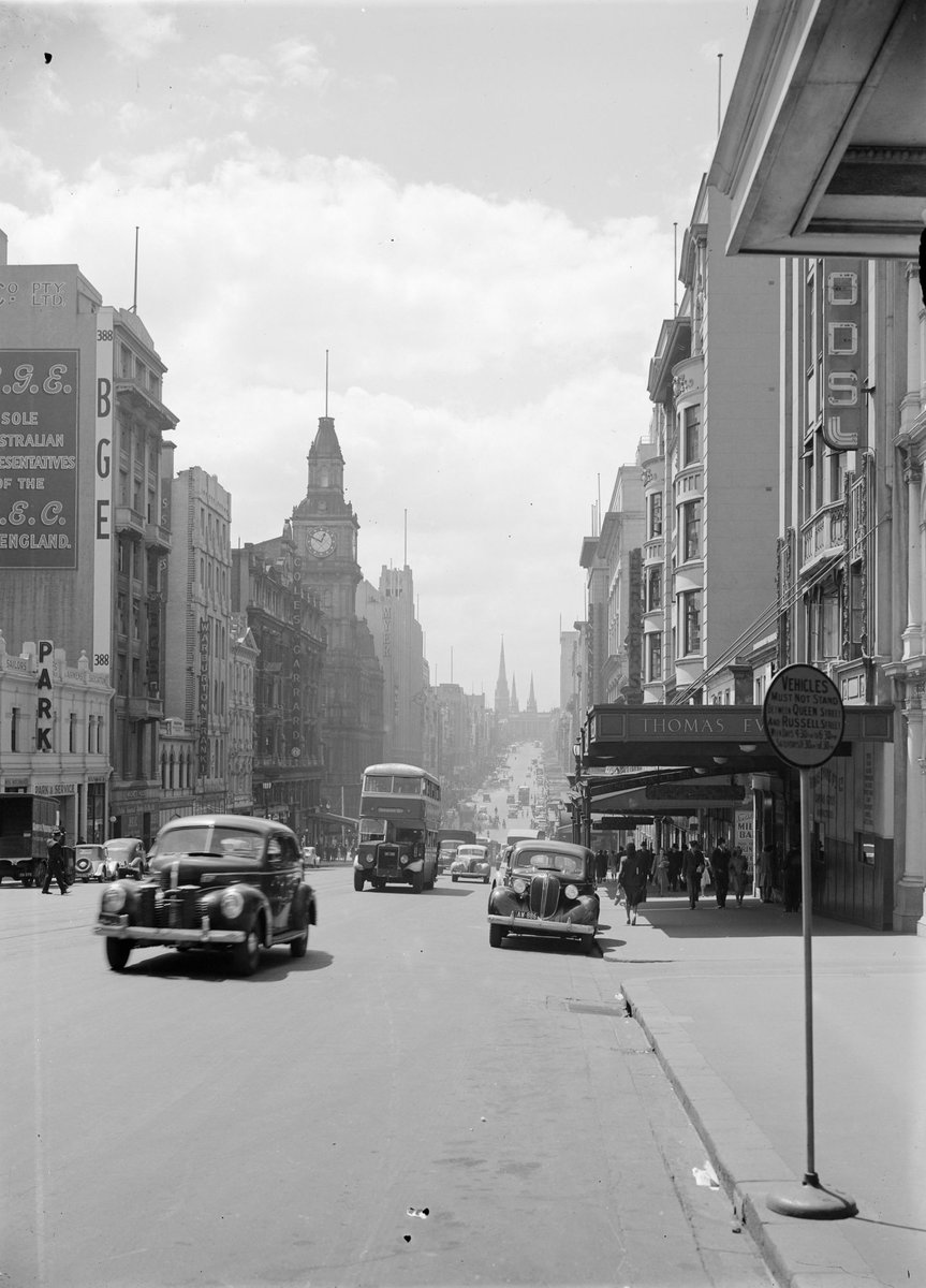Bourke St., looking east from Queen St, Melbourne City (c. 1940)