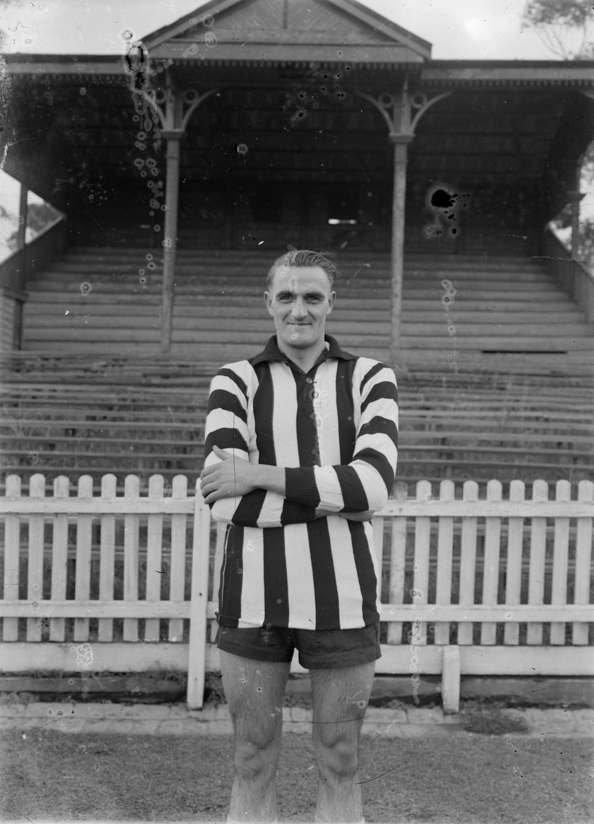 [Collingwood football player on an oval] (1940–50)