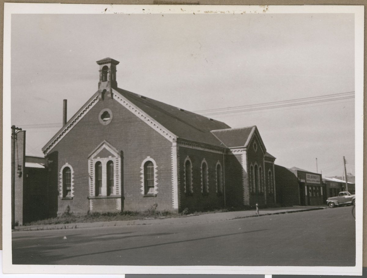 Church at the corner of Howard and Queensbury Streets, North Melbourne, now a factory [Vic.] (c. 1949)
