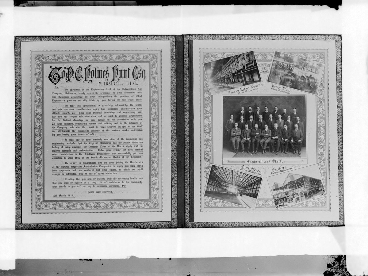 Commendation to P. E. Holmes Hunt Esq. upon his retirement from the Metropolitan Gas Company, Melbourne, March 1914 (c. 1914)