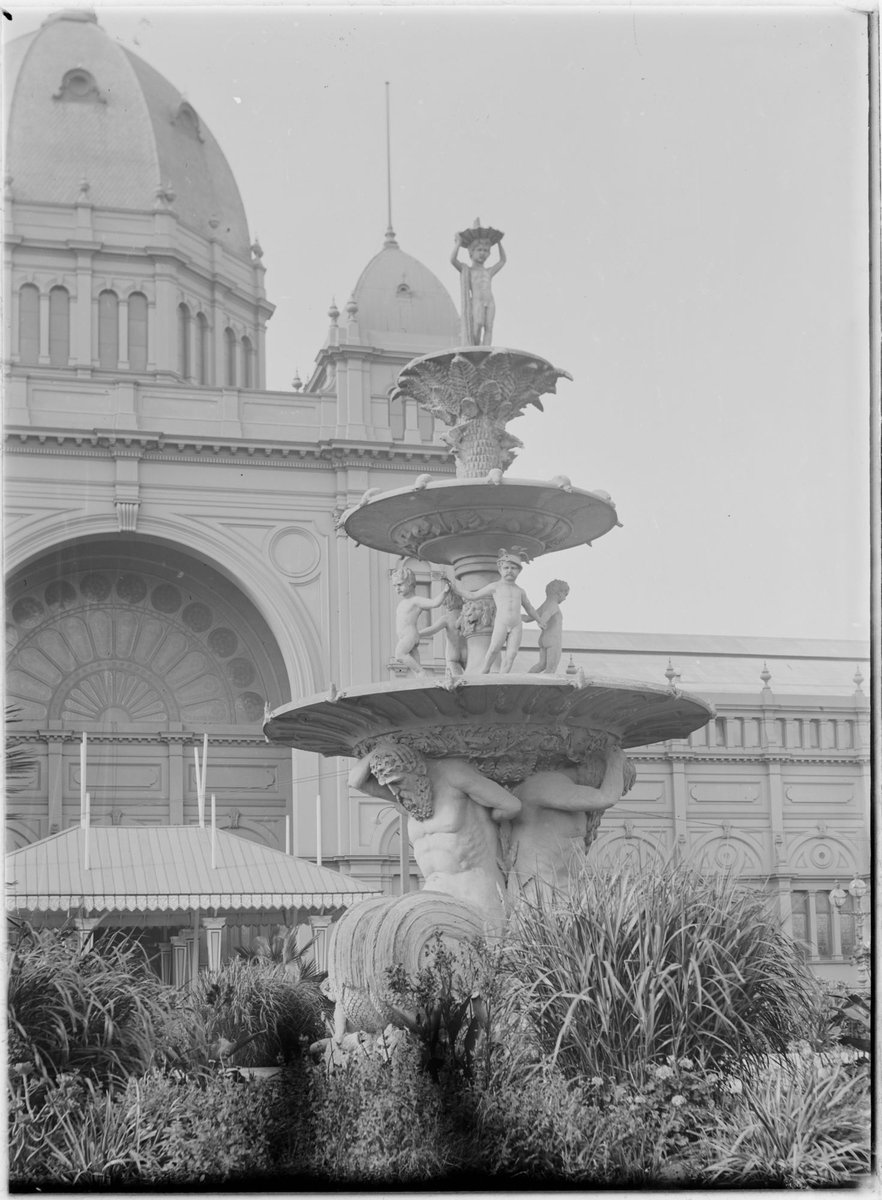 Fountain in the Carlton Gardens outside the Exhibition Building (c. 1900)