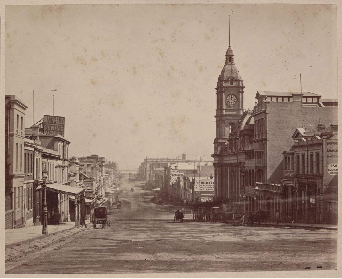Collins St. looking west from the Baptist Church, Melbourne City (c. 1883)
