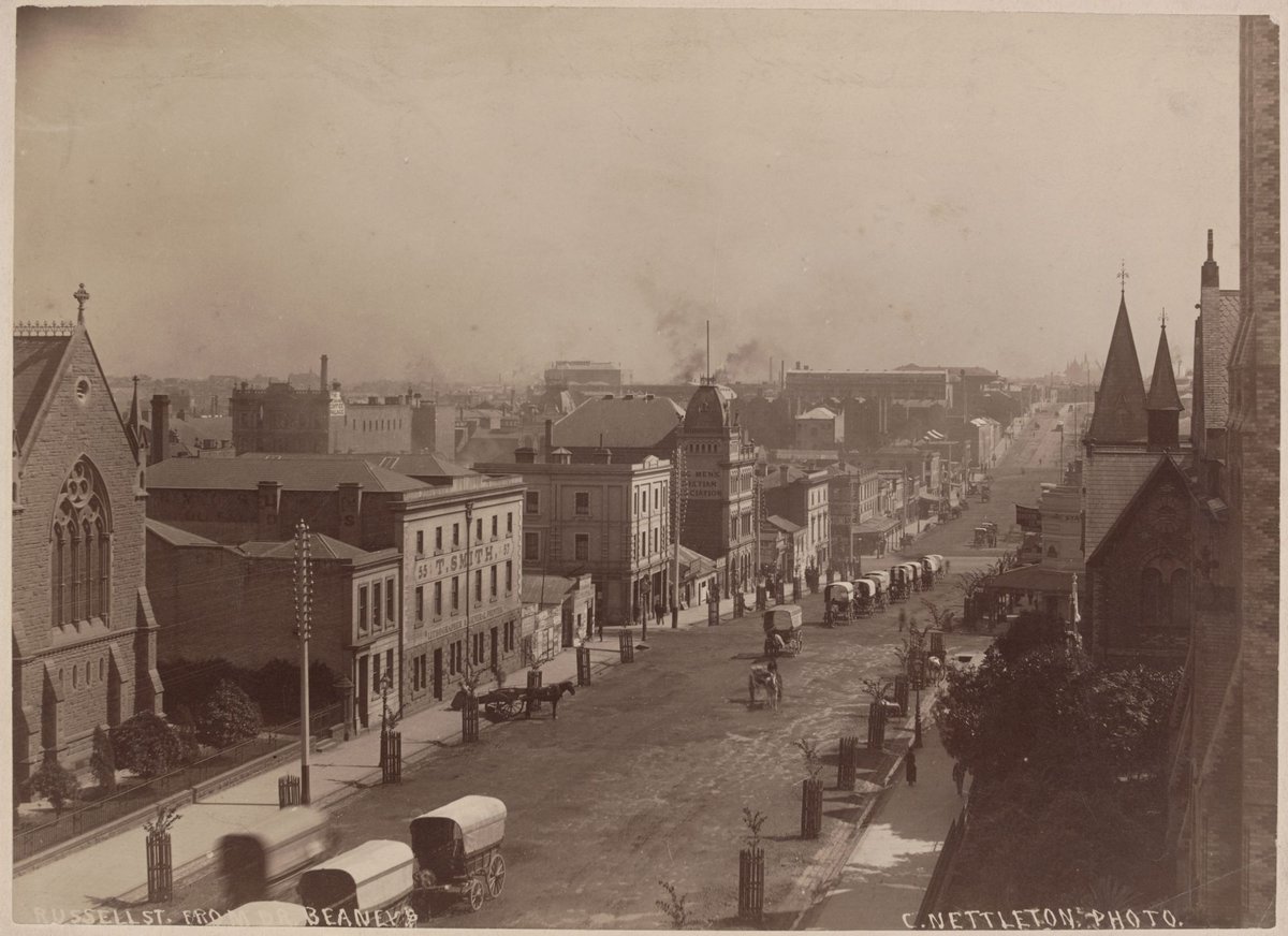 Russell Street looking north from Collins Street, Melbourne, Melbourne City (c. 1880)