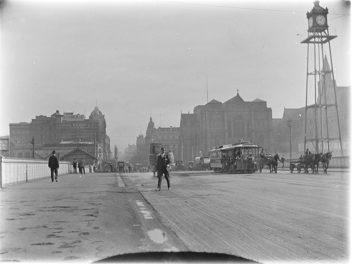 Swanston Street looking North from Princes Bridge, Melbourne City (c. 1910)
