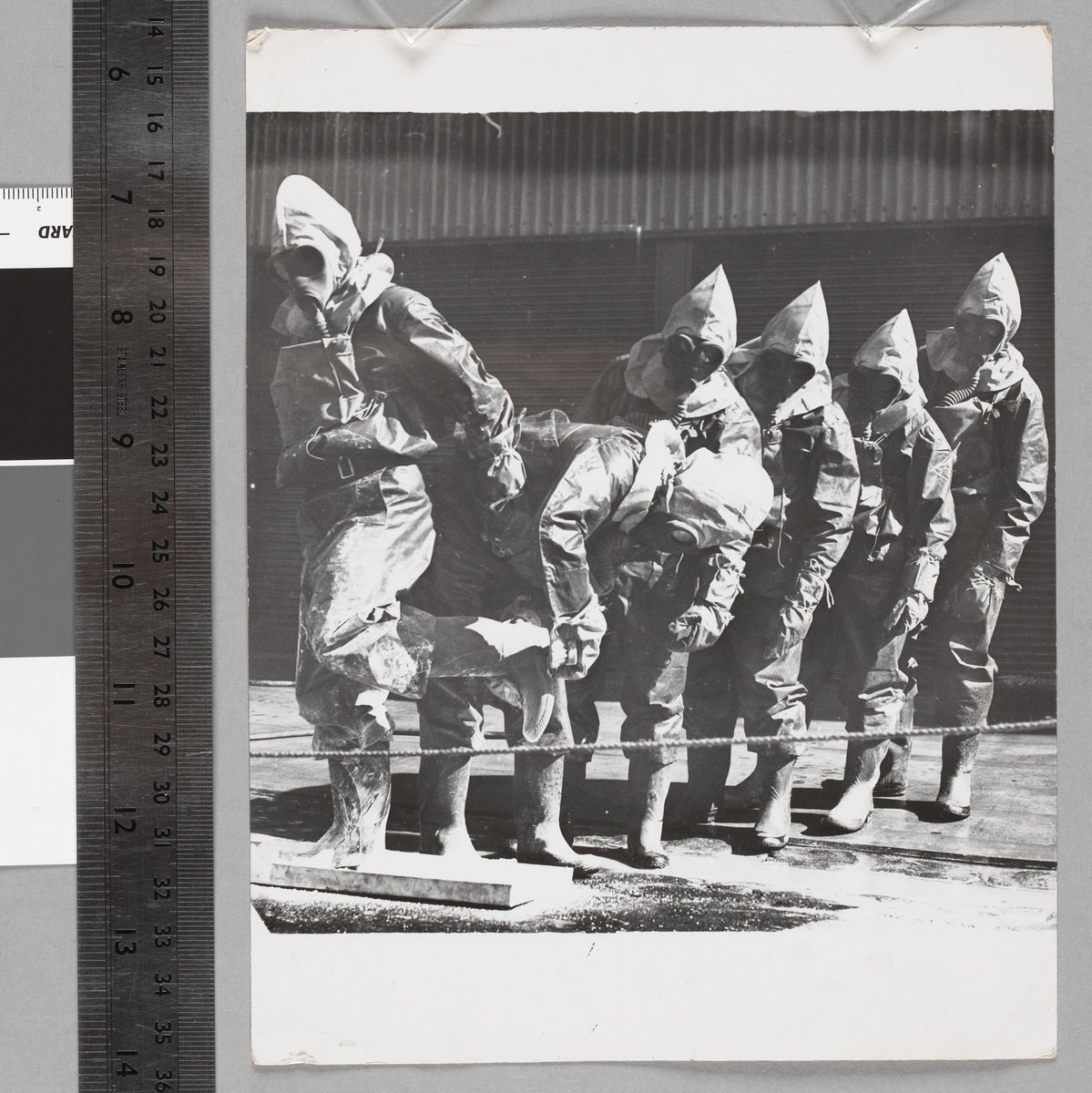 S.E.C., A.R.P. [i.e. Air Raid Precautions] unit rehearsal at garage premises in Sth Melbourne (c. 1940)