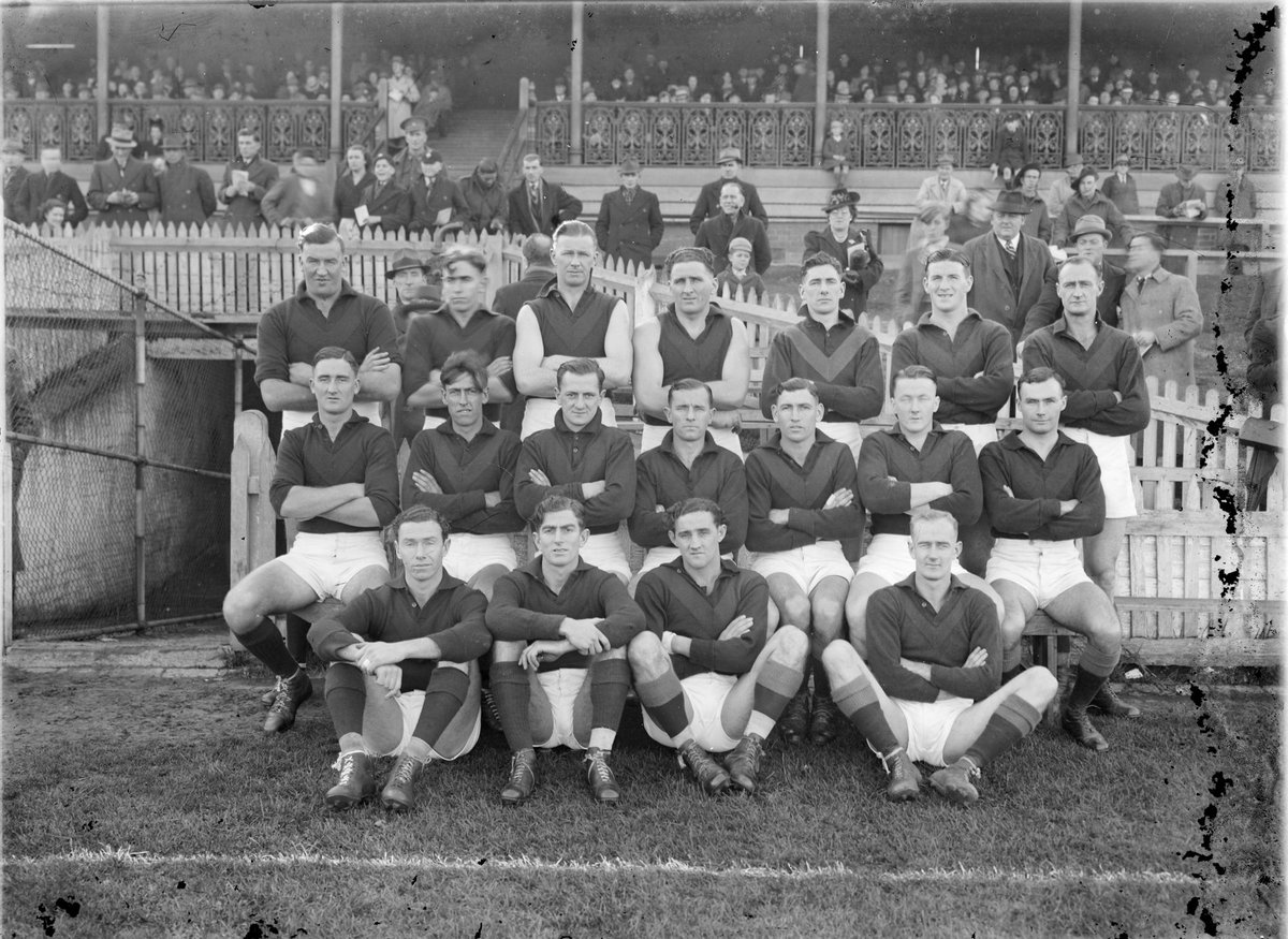 [Hawthorn Football Club in front of grandstand] (1942?)